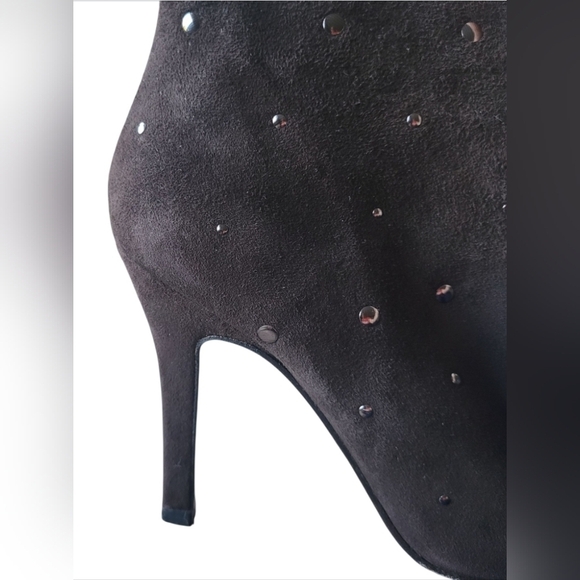 Coup D'Etat Chocolate Suede Tall Heeled Studded Zip Boots Size 9 B - Picture 6 of 11